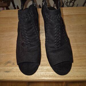 Sonoma Vitalize Ortholite Black Open Toe Chunky Heel Size 9